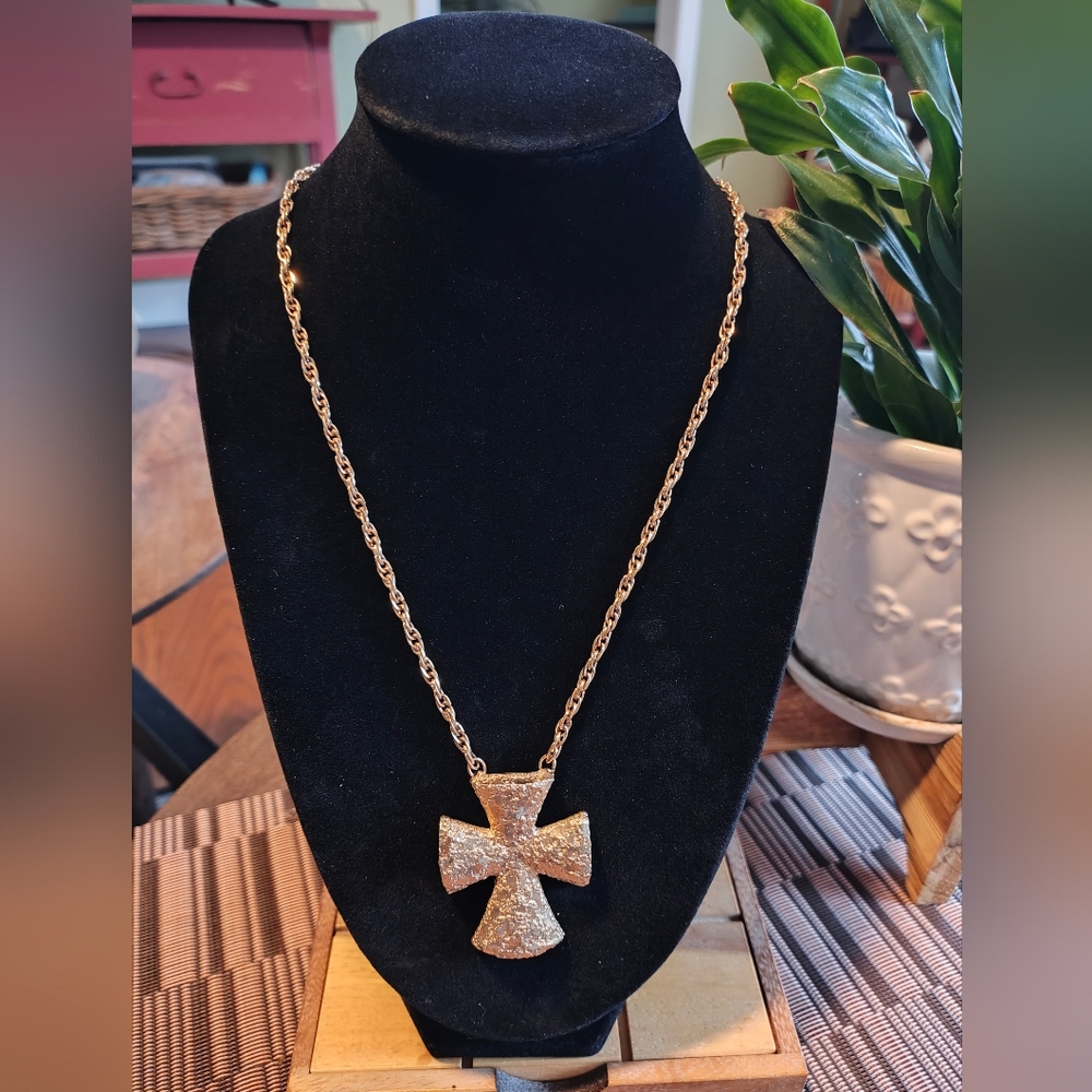 Coventry Gold Textured Cross Necklace